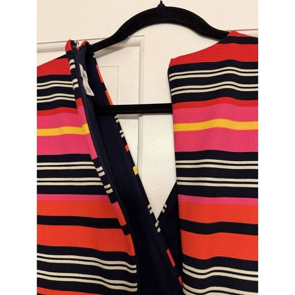 Cato Fully Lined Multicolor Dress with Multidirectional Stripes V-Neck Size 10 - Picture 7 of 11